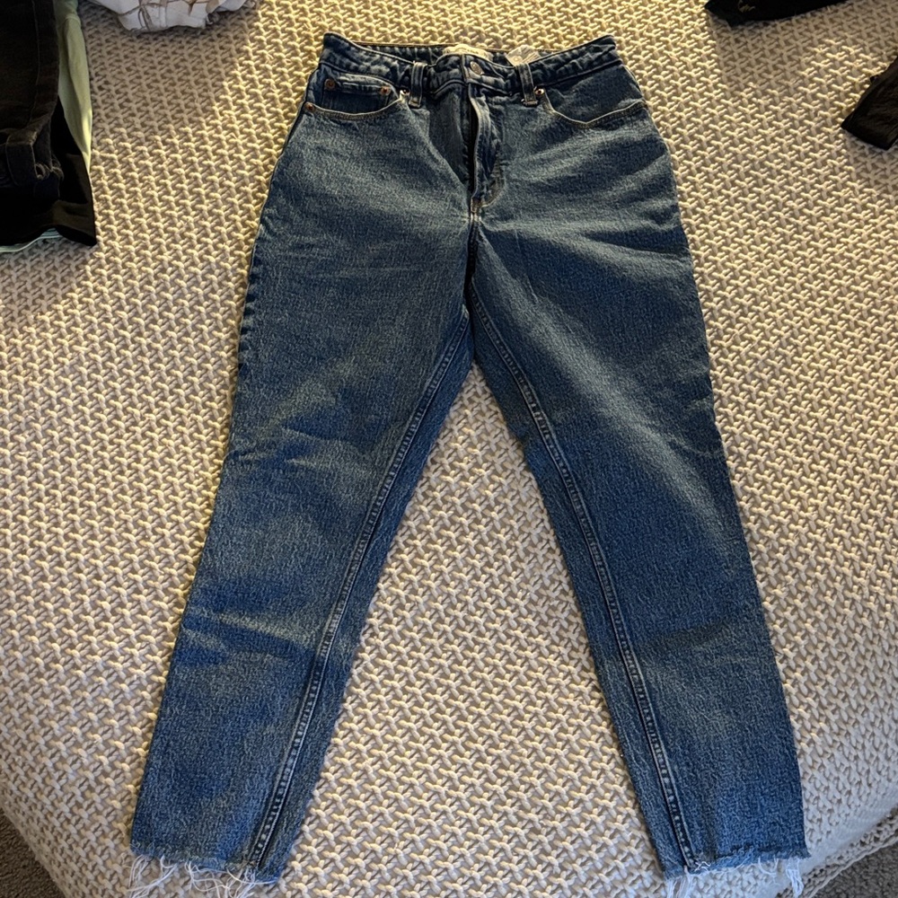 Abercrombie & Fitch High The skinny high rise - curve love Dark Blue Ankle Jeans